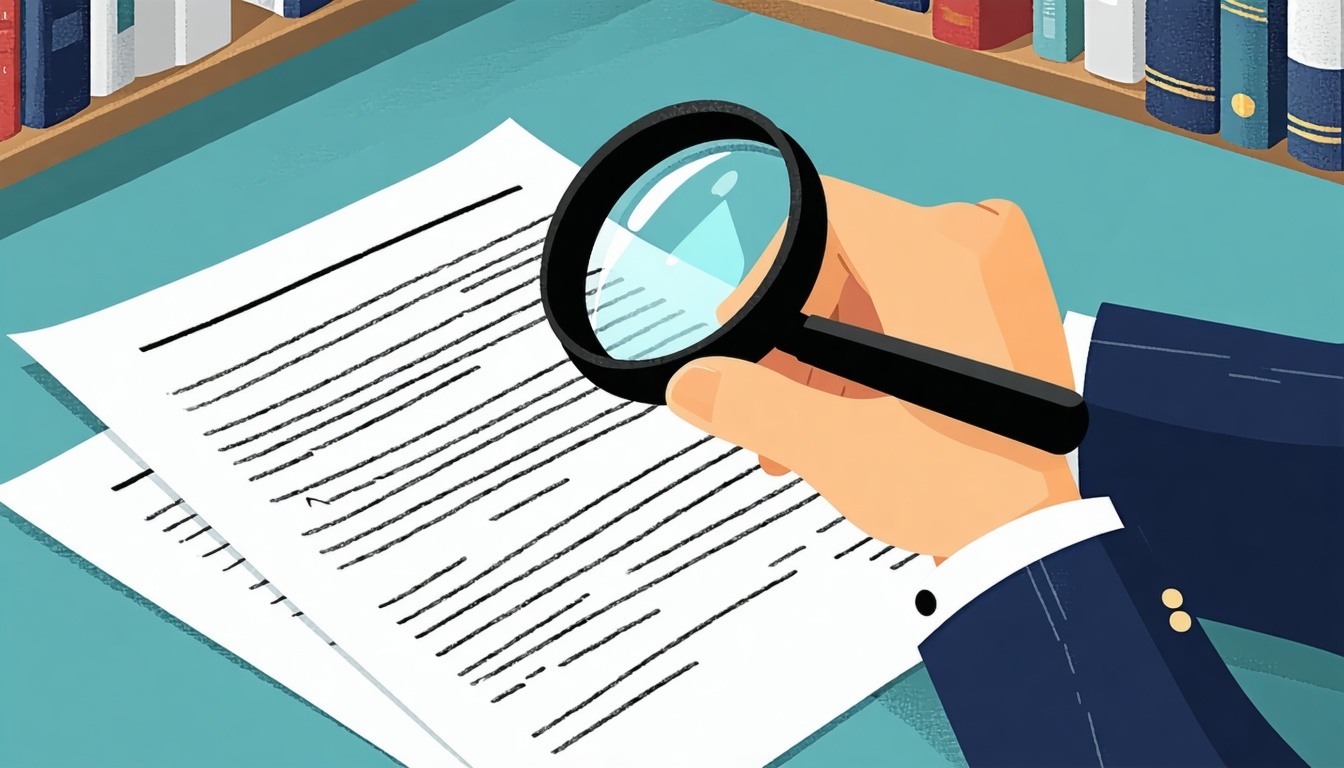 Checking for errors with a magnifying glass.